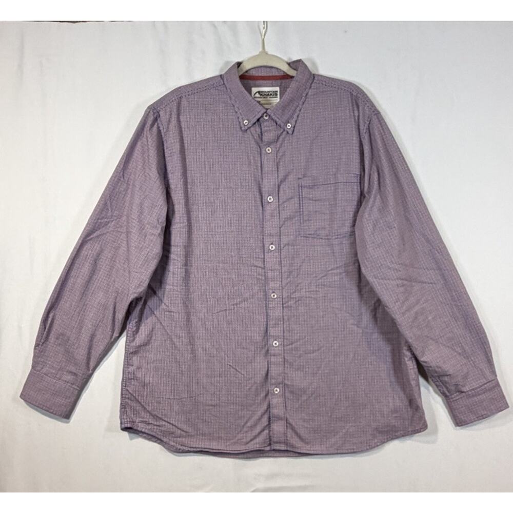Mountain Khaki LS Button Down Red Plaid Outdoor Hike Camp Work Rugged XL